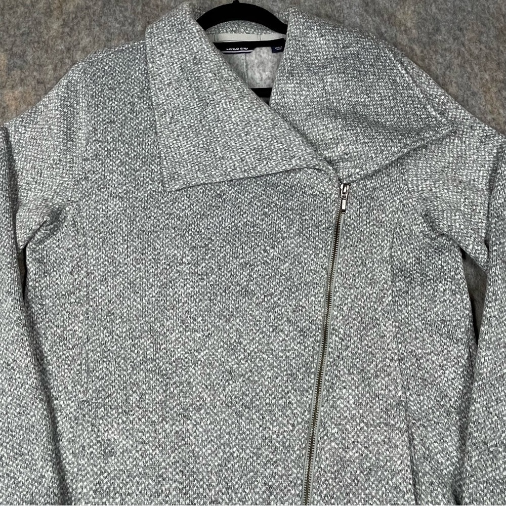 Lands End Fleece Asymmetrical Full Zip Moto Stylish Cozy Sweater Jacket Sz M - Picture 5 of 16
